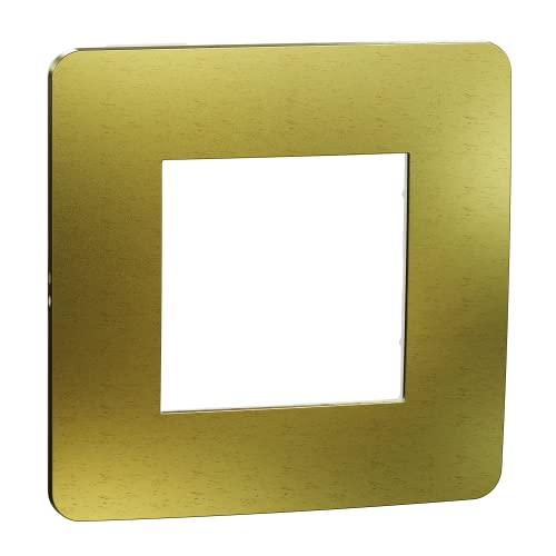 Schneider Electric - Unica Studio Metall N – Endplatte – Gold mit weißem Rand – 1 Fach – NU280259M von Schneider Electric