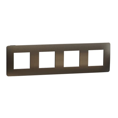 Schneider Electric - Unica Studio Metall N – Endplatte – Schwarz Aluminium eingefasst anthrazit – 4P – NU280853M von Schneider Electric
