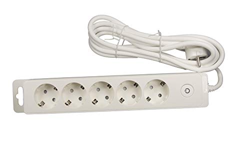 Schneider Steckdosenleiste Tischsteckdose mit Schalter, deutsche Norm 3-fach oder 5-fach, Weiß mit 2 x USB (5-fach mit 5.0m Kabel) von Schneider Electric