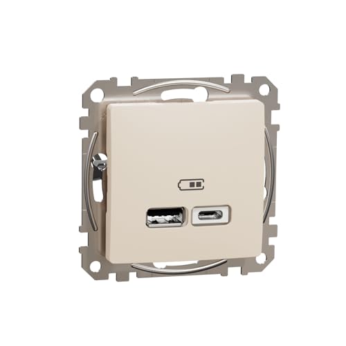 Sedna Design & Elements, Ladedose USB A C 2,4A, Beige von Schneider Electric