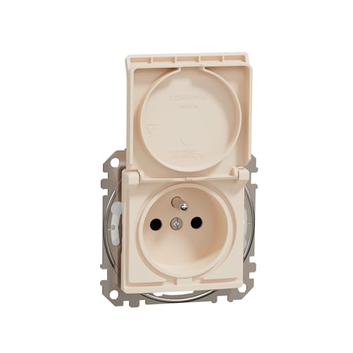 Sedna Design & Elements, PE Sockel 2P mit Blende IP44, Beige von Schneider Electric