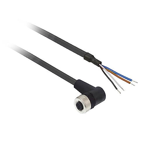 Telemecanique OsiSense XU – gewinkelte Buchse mit 2-m-Kabel, M12, 4-polig, 4 A, 250–300 V AC/DC, XZCP1241L2, schwarz Telemecanique OsiSense XU – gewinkelte Buchse mit 2-m-Kabel, M12, 4-polig, 4 A, 250–300 V AC/DC, XZCP1241L2, schwarz von Schneider