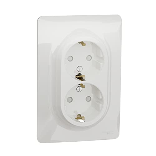 Schneider Electric New Unica Steckdose Buchse Weiß 2P+E, 250 V / 16A, Bündige Montage IP21D von Schneider Electric