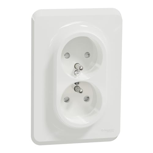 Schneider Electric New Unica Steckdose Buchse Weiß 2P + E, 250 V / 16A, Bündige Montage IP4X von Schneider Electric