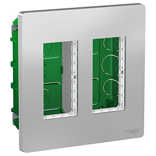 Schneider Electric NU172430 Unica Unterputzdose, 2 Kragen, 4 Mod, Aluminium von Schneider Electric