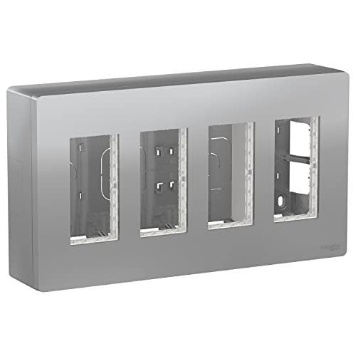 Schneider Electric NU124430 Unica Aufputz 4-fach Kragen, Aluminium von Schneider Electric