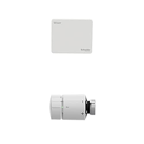 Wiser Smart Heizung Kit Wohnzimmer - Wiser Hub + Thermostat + Smart Plug + Tür und Fenstersensor - Modulare Smart Home Anbindung über das Wiser-System - Fernsteuerung und Energiesparen von Schneider Electric