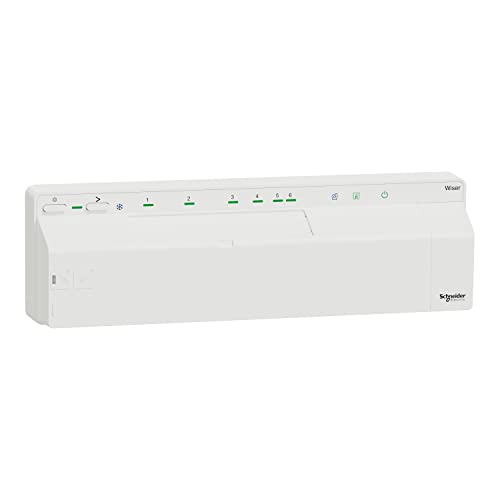 Schneider Electric CCTFR6620 Wiser Smart Home Fußbodenheizungssteuerung Standalone oder per App, Verteilerleiste für Heizen oder Kühlen 24V, Regelt Ventile der Fußbodenheizung, Heizungskontrolle von Schneider Electric