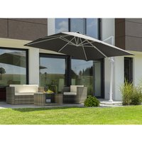 SCHNEIDER SCHIRME Ampelschirm »Rhodos Twist Bianco«, BxL: 300 x 300cm, quadratisch, Sonnenschutzfaktor: 50+ - grau von Schneider Schirme