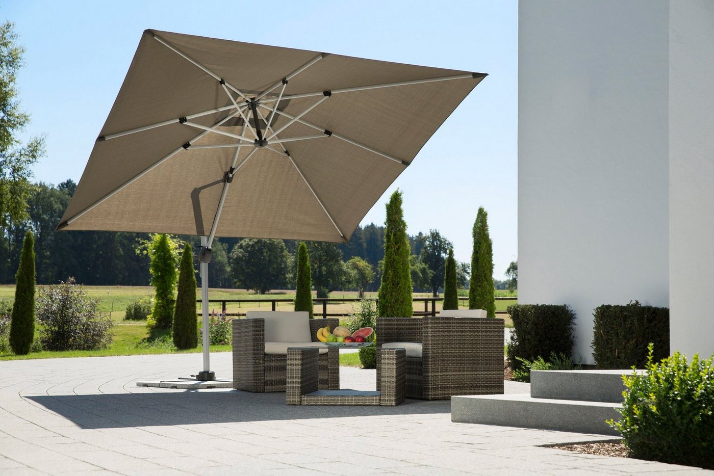 Schneider Schirme Ampelschirm Monaco, LxB: 300x300 cm, mit Schutzhülle und Schirmständer, ohne Wegeplatten von Schneider Schirme
