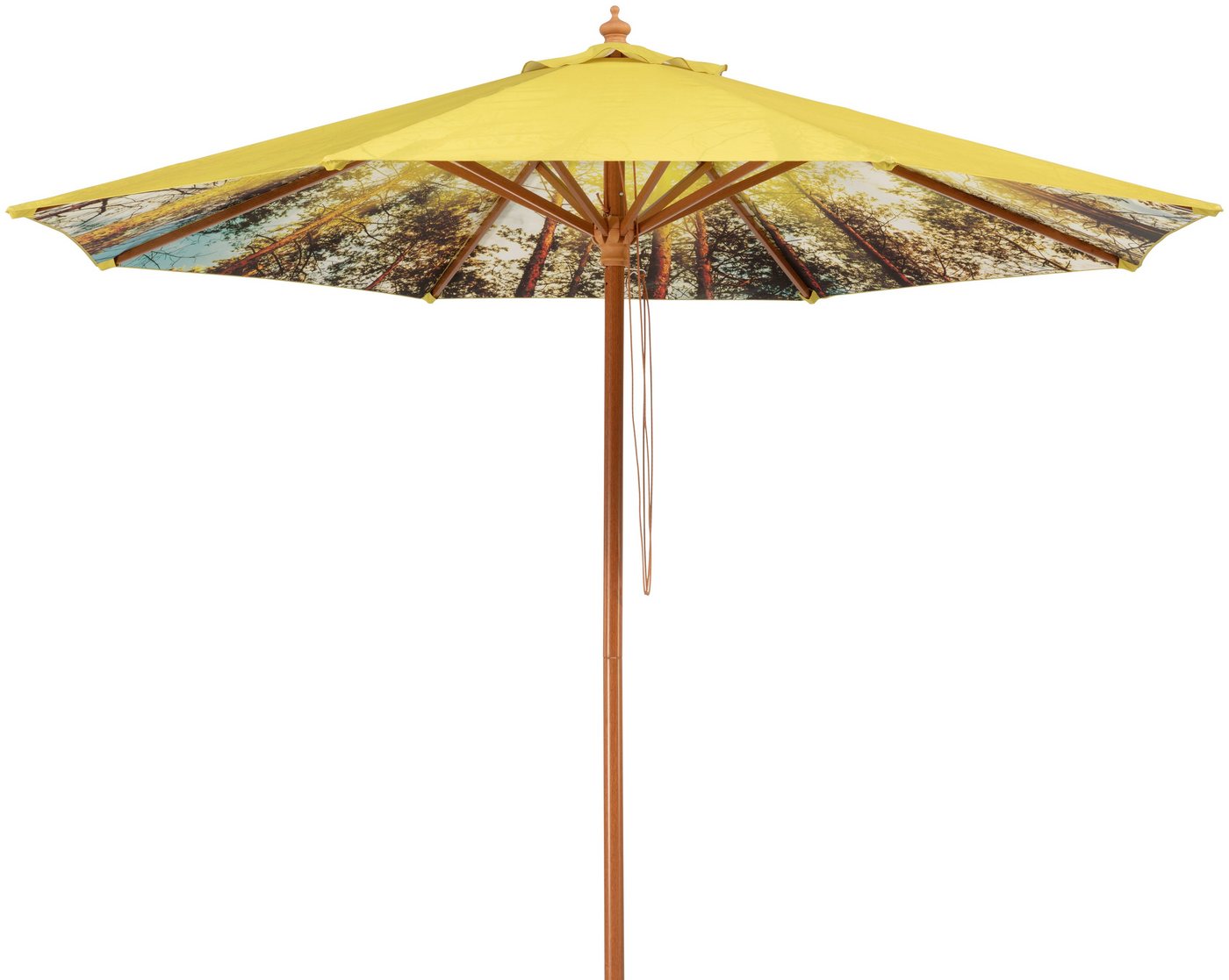 Schneider Schirme Marktschirm Malaga Forest, Durchmesser 300 cm, Innen mit Waldmotiv, rund, ohne Schirmständer von Schneider Schirme