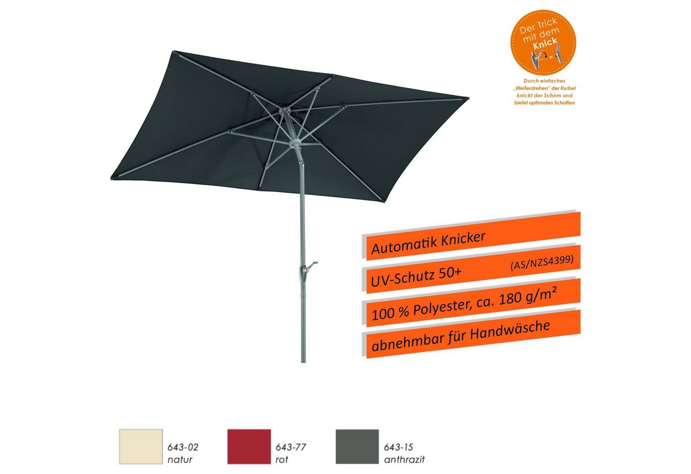 Schneider Schirme Sonnenschirm Schneider Schirme Porto eckig 300 x 200 cm 3 Farbvarianten von Schneider Schirme