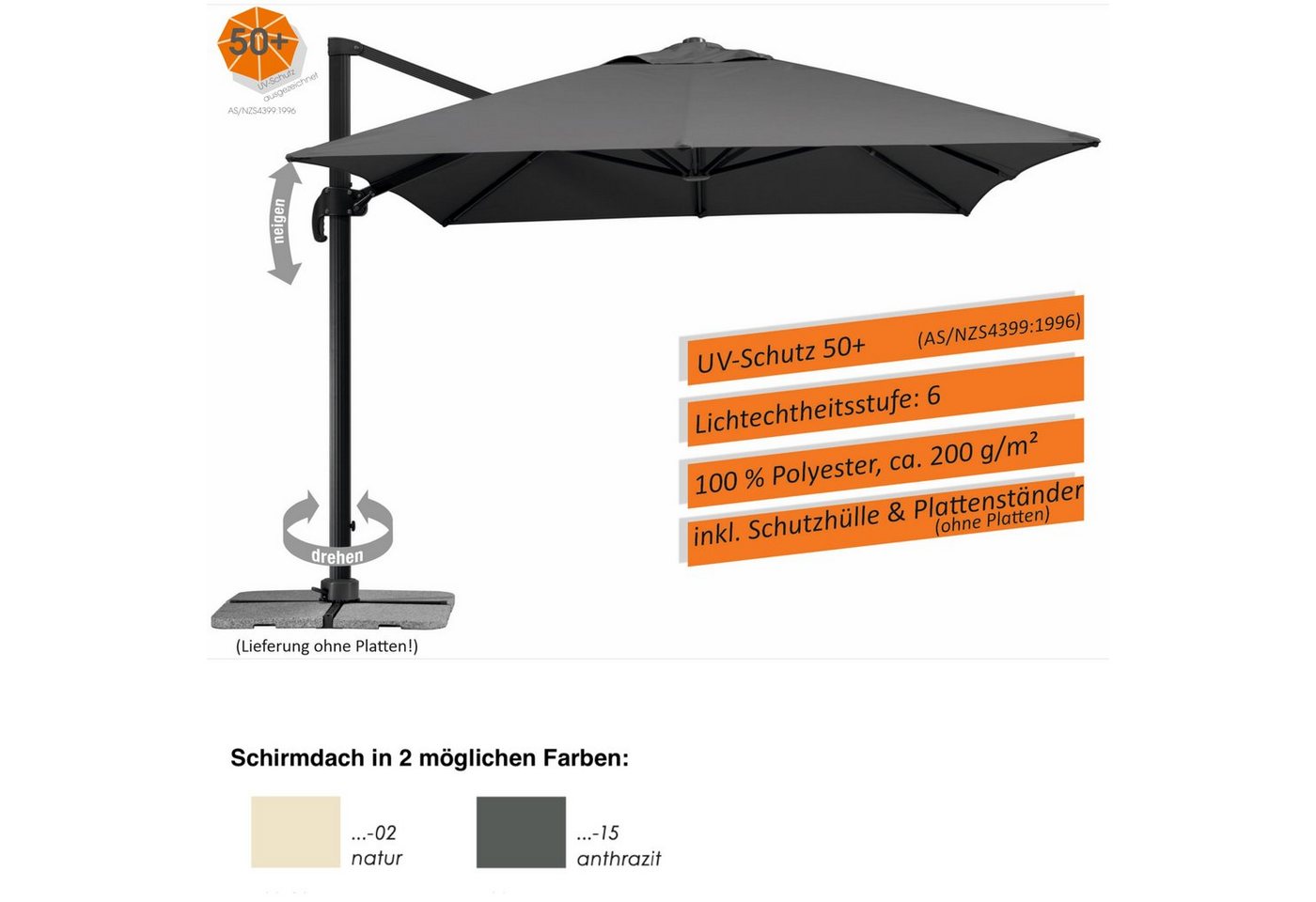 Schneider Schirme Sonnenschirm Schneider Schirme Rhodos Grande Sonnenschirm 400 x 300 cm in 2 von Schneider Schirme