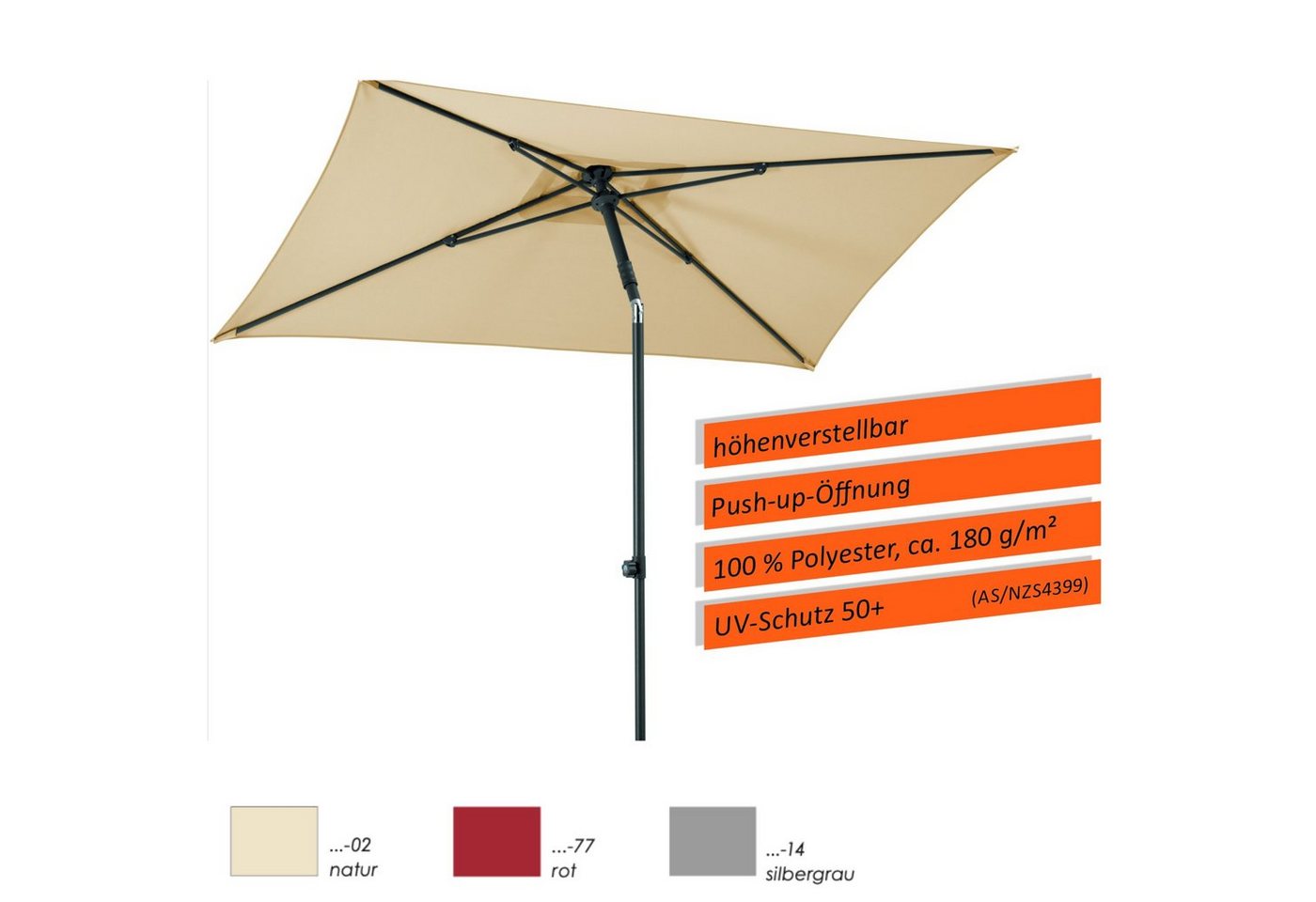 Schneider Schirme Sonnenschirm Schneider Schirme Sevilla Mittelmastschirm 240 x 140 cm eckig 3 von Schneider Schirme