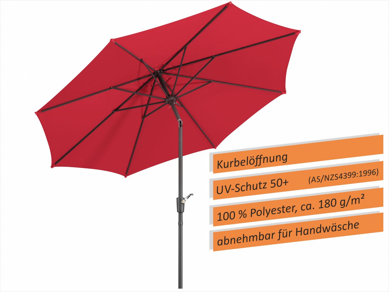 Schneider Sonnenschirm Harlem rot, Ø 270 cm von Schneider Schirme