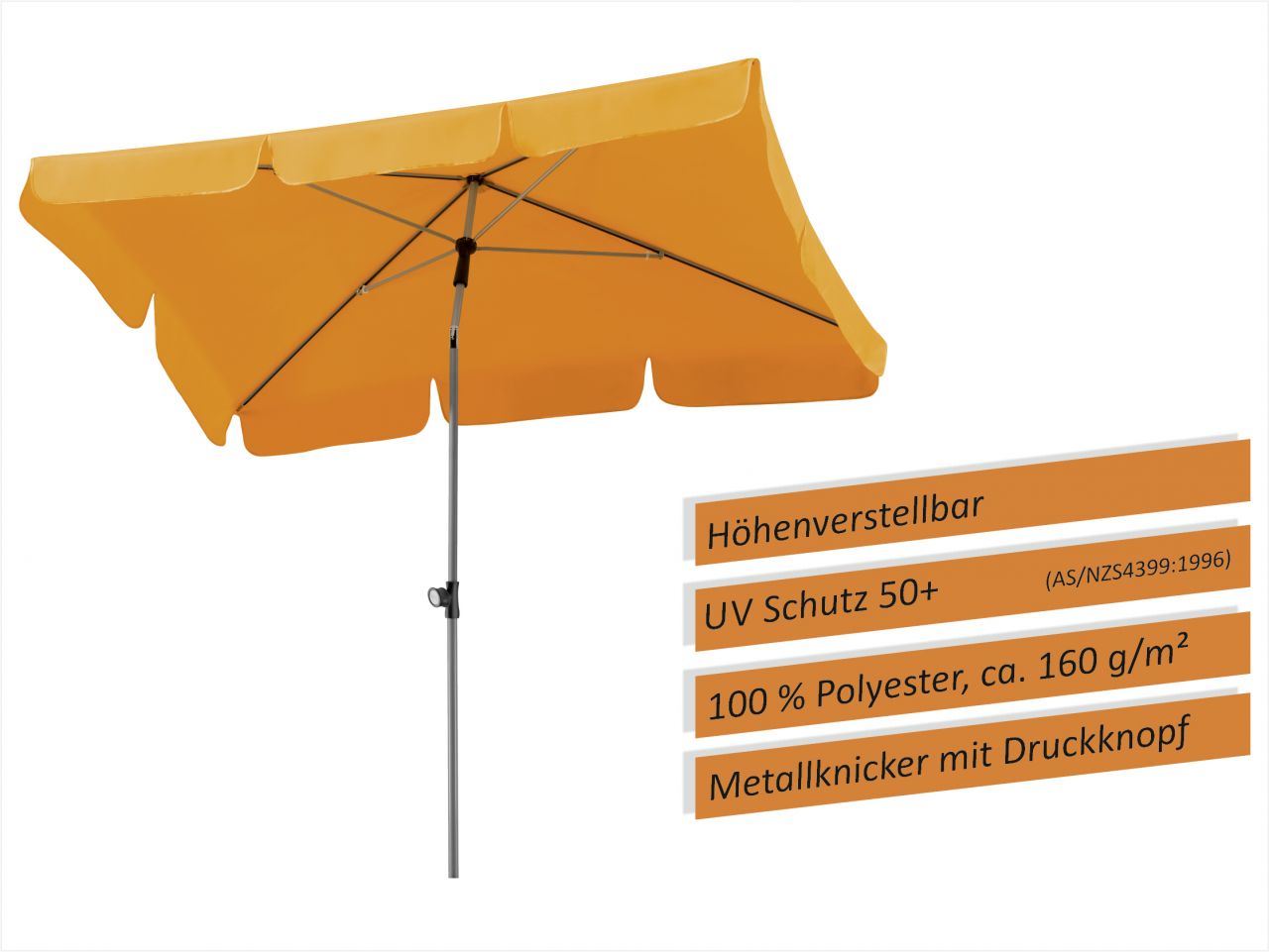 Schneider Sonnenschirm Locarno mandarine, 180 x 120 cm von Schneider Schirme