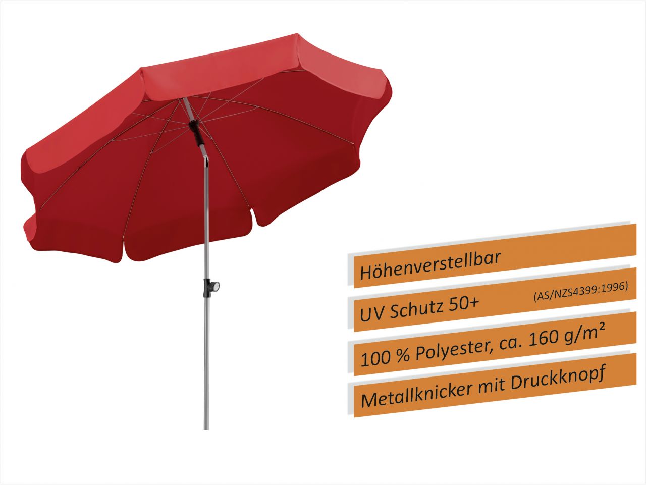 Schneider Sonnenschirm Locarno rot, Ø 200 cm von Schneider Schirme