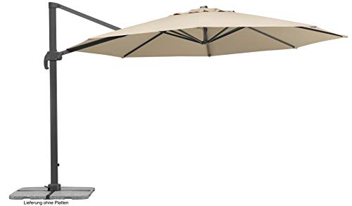 Schneider Sonnenschirm Rhodos Grande, natur, 400 cm rund, 789-02, Gestell Aluminium, Bespannung Polyester, 25.5 kg von Schneider