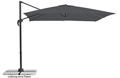 Schneider Sonnenschirm Rhodos Junior, anthrazit, 270 x 270 cm quadratisch, 786-15, Gestell Alu/Stahl, Bespannung Polyester, 18 kg von Schneider