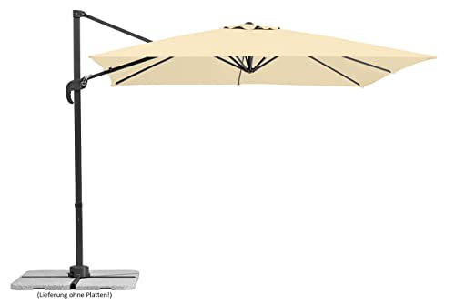 Schneider Sonnenschirm Rhodos Junior, natur, 270 x 270 cm quadratisch, 786-02, Gestell Alu/Stahl, Bespannung Polyester, 18 kg von Schneider Schirme