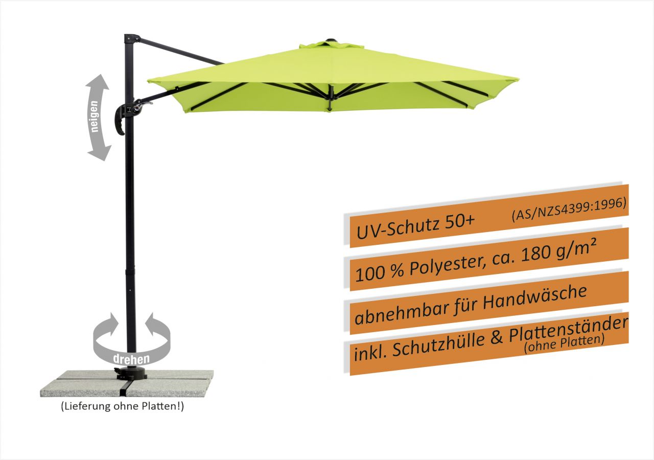 Schneider Sonnenschirm Rhodos Junior apfelgrün, 230 x 230 cm von Schneider Schirme
