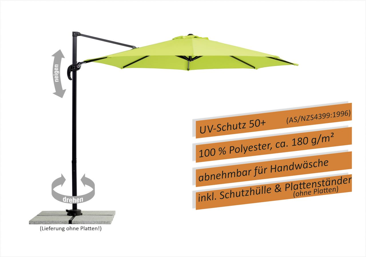 Schneider Sonnenschirm Rhodos Junior apfelgrün, Ø 300 cm von Schneider Schirme