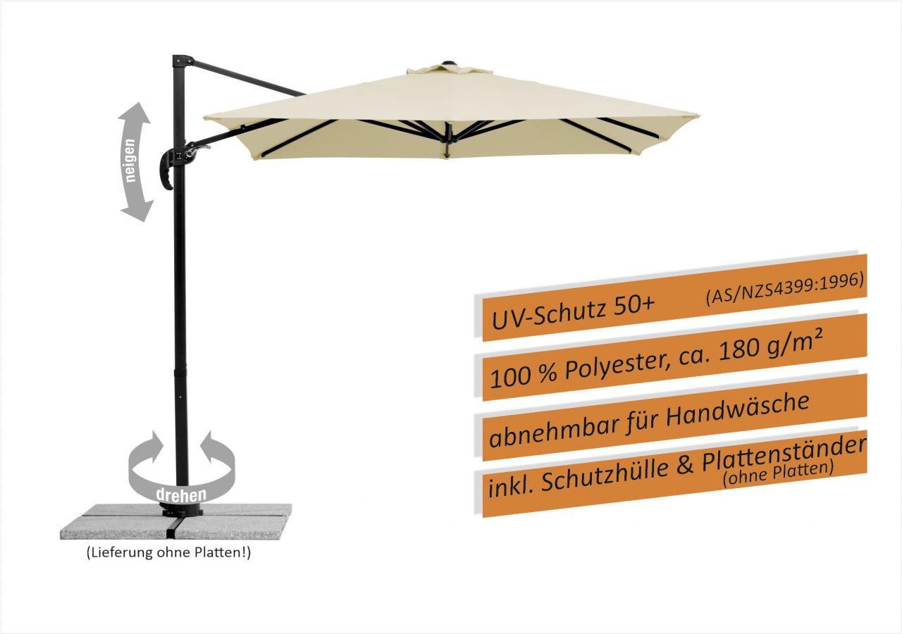 Schneider Sonnenschirm Rhodos Junior natur, 230 x 230 cm von Schneider Schirme