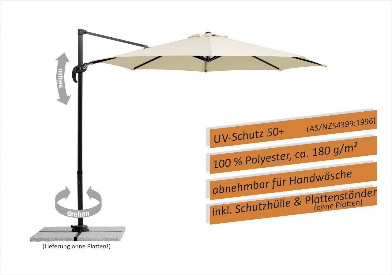 Schneider Sonnenschirm Rhodos Junior natur, Ø 300 cm von Schneider Schirme
