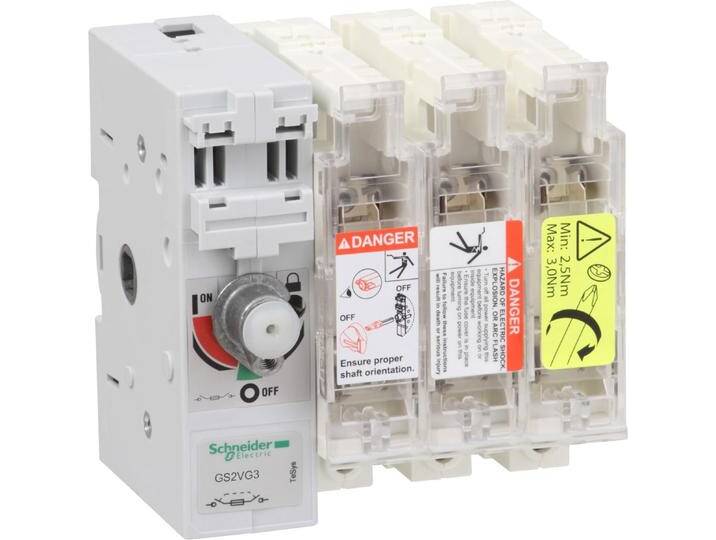 Schneider Electric Lasttrennschalter m. Sicherungen TeSys GS2VG3, Schalter + Taster Schneider Electric Lasttrennschalter m. Sicherungen TeSys GS2VG3, Schalter + Taster von Schneider-electric