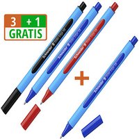 3 + 1 GRATIS: Schneider Kugelschreiber Slider Edge hellblau, Schreibfarbe: farbsortiert, 3 St. + GRATIS 1 St. von Schneider