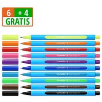 6 + 4 GRATIS: Schneider Kugelschreiber Slider Edge farbsortiert, Schreibfarbe: farbsortiert, 6 St. + GRATIS 4 St. von Schneider