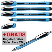 AKTION: Schneider Kugelschreiber Slider Memo hellblau/schwarz, Schreibfarbe: schwarz, 4 St. + GRATIS Schneider Kugelschreiber Slider Rave XB von Schneider