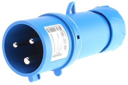Schneider Electric PratiKa Leistungssteckverbinder Stecker Blau 2P + E, 230 V / 32A, Kabelmontage IP44 von Schneider Electric