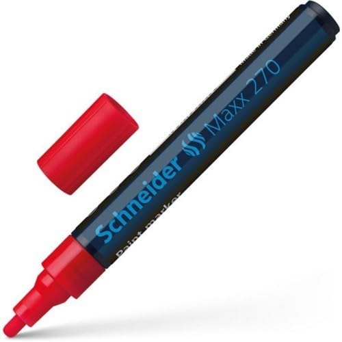 Schneider 5 Stück Permanentmarker, MAXX 270 pte Keilspitze 2 – 3 mm Rot von Schneider