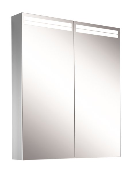 Schneider ARANGALINE LED Lichtspiegelschrank, 2 Doppelspiegeltüren, 70x70x12cm, 160.470.02.41, Ausführung: CH-Norm/Korpus silber eloxiert von W. Schneider GmbH