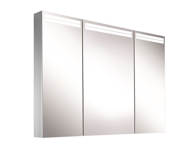 Schneider ARANGALINE LED Lichtspiegelschrank, 3 Doppelspiegeltüren, 100x70x12cm, 160.501.02.41, Ausführung: CH-Norm/Korpus schwarz matt von W. Schneider GmbH