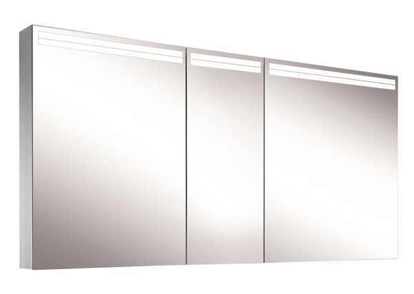 Schneider ARANGALINE LED Lichtspiegelschrank, 3 Doppelspiegeltüren, 150x70x12cm, 160.550.02.41, Ausführung: CH-Norm/Korpus silber eloxiert von W. Schneider GmbH