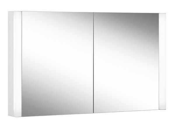 Schneider EASY Line Superior LED Lichtspiegelschrank, 2 Doppelspiegeltüren, 100x70x14cm, 175.100., Ausführung: EU-Norm/Korpus weiss von W. Schneider GmbH