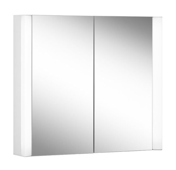 Schneider EASY Line Superior LED Lichtspiegelschrank, 2 Doppelspiegeltüren, 80x70x14cm, 175.080., Ausführung: EU-Norm/Korpus weiss von W. Schneider GmbH