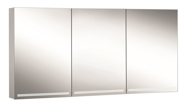 Schneider GRACELINE LED Lichtspiegelschrank, 3 gleichgrosse Doppelspiegeltüren, 150x70x12cm, 116.551., Ausführung: CH-Norm/Korpus schwarz matt von W. Schneider GmbH