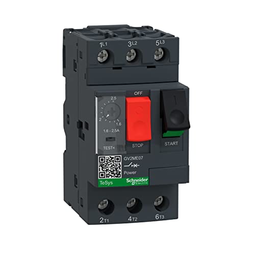 Schneider Electric | GV2ME07 - Motorschutzschalter, 3p, 1,6-2,5A, Tasterbetätigung, Schraubanschluss - 45 x 89 x 78.2 mm 1.6-2.5A von Schneider Electric