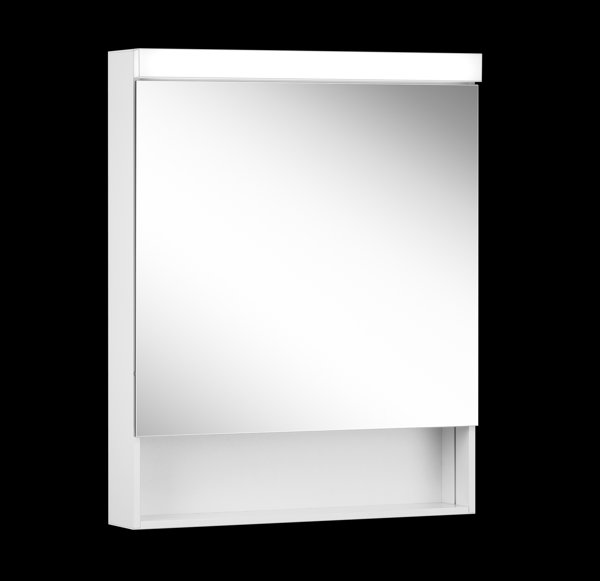 Schneider LOWLINE Basic LED Lichtspiegelschrank, 1 Tür, Anschlag wechselbar, offenes Fach unten, 60x74,8x13,5cm, 171.265., Ausführung: EU-Norm/Korpus weiss/3000K von W. Schneider GmbH