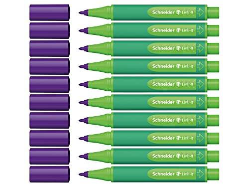 Schneider Link-It Fasermaler (Filzstifte mit 1,0 mm Strichstärke, einfach zusammenstecken und beliebig kombinieren) 10 Stück, Violett von Schneider