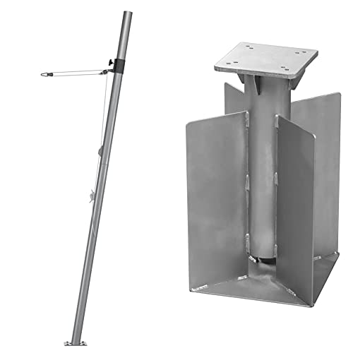 Schneider Mast für Sonnensegel, 251-00, Stahl, 11.8 kg Silber & Universal-Bodenanker für Ampelschirme, 897-50, zum Eingraben oder Einbetonieren, 8.4 kg von Schneider