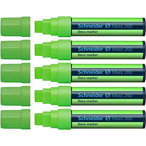 Schneider Maxx 260 Kreidestift (5 + 15 mm Strichstärke, feucht abwischbar, wasserbasiert, geruchsneutral) 5er Pack weiß von Schneider