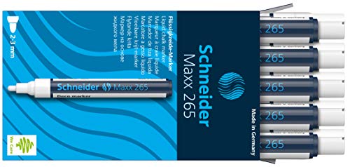 Schneider Maxx 265 Kreidestift (2-3 mm Strichstärke, feucht abwischbar, wasserbasiert, geruchsneutral) 10 Stück weiß von Schneider