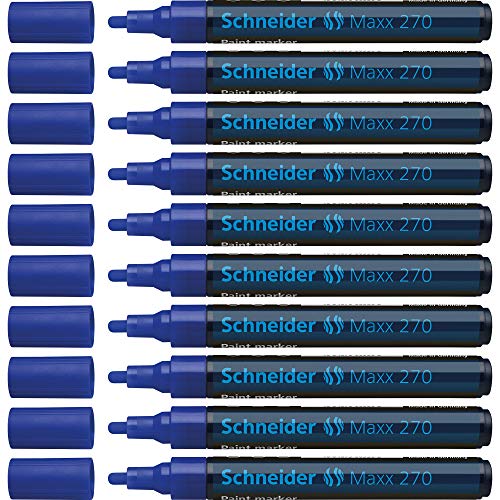 Schneider Maxx 270 Lackmarker (Rundspitze, Spitze austauschbar, 1 - 3 mm) 10er Packung blau von Schneider