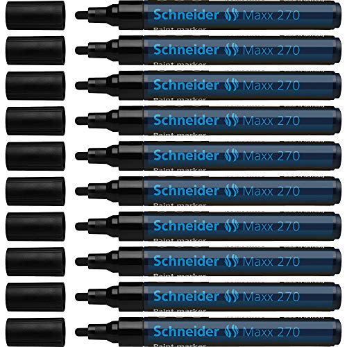 Schneider Maxx 270 Lackmarker (Rundspitze, Spitze austauschbar, 1 - 3 mm) 10er Packung schwarz von Schneider
