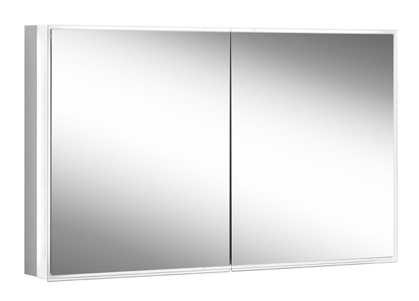 Schneider PREMIUM Line Superior LED Lichtspiegelschrank, 2 Doppelspiegeltüren, 1325x73,6x16,7cm, 181.130., Ausführung: CH-Norm/Korpus schwarz matt von W. Schneider GmbH