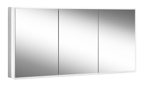 Schneider PREMIUM Line Superior LED Lichtspiegelschrank, 3 gleichgrosse Doppelspiegeltüren, 1525x73,6x16,7cm, 181.151., Ausführung: EU-Norm/Korpus silber eloxiert von W. Schneider GmbH